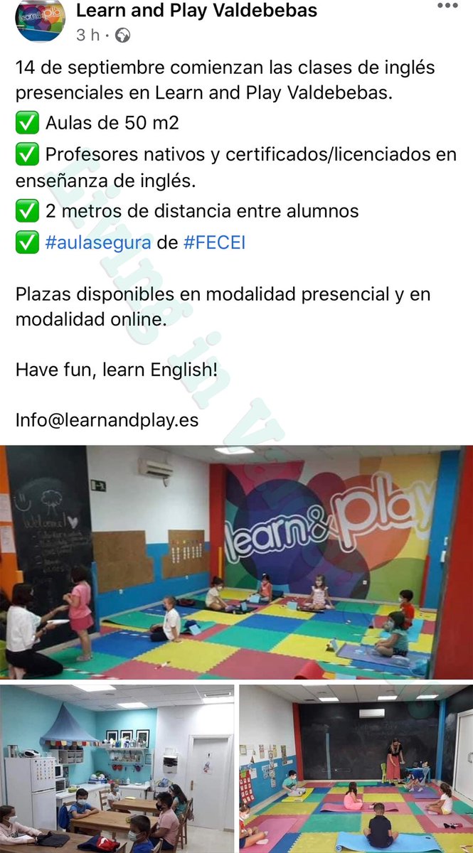 LivingValdbebas's tweet photo. Hoy comienzan sus clases en Learn and Play Valdebebas. Tanto en Modalidad de clases presenciales y clases online todas con profesores nativos. Siguiendo protocolos de seguridad contra el Covid. Aún con plazas disponibles, así que acercaros a preguntar de nuestra parte. https://t.co/g28qyAQZhK