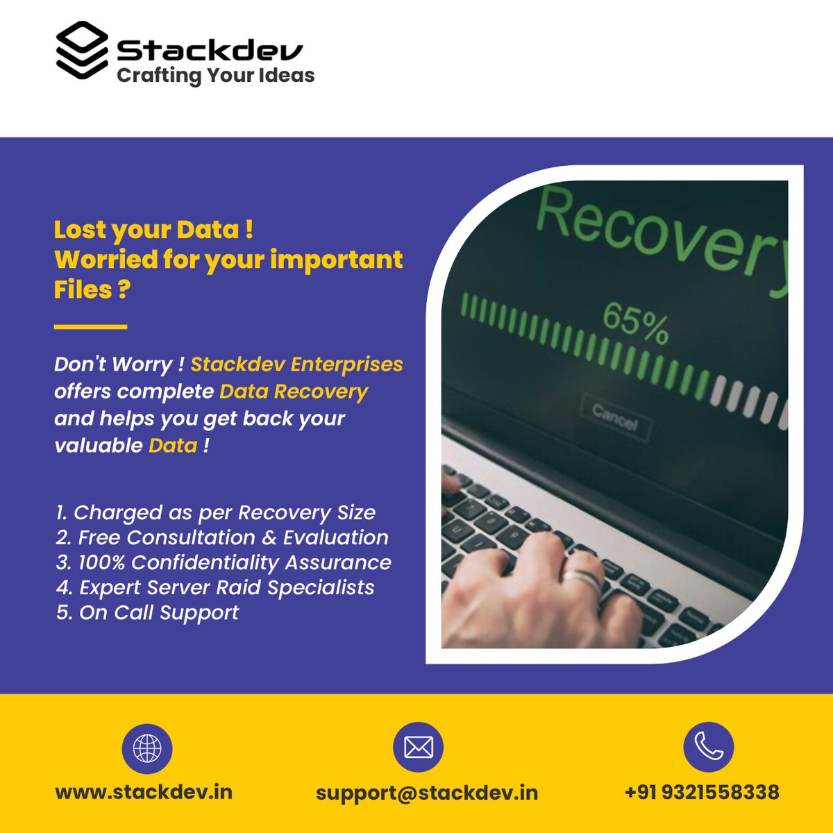 stackdev_ent's tweet image. Have you lost your data accidentally ? Reach us for best data recovery service at an affordable cost ๐
+919321558338
support@stackdev.in
stackdev.in
#Data #Data_recovery #Data_security #Data_lost #Hardware_services #Technology #Data_solution