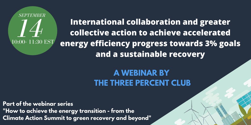 ToSaveEnergy's tweet photo. LIVE NOW: Alliance Interim President @ClayNesler joins a webinar on the #ThreePercentClub’s progress toward a 3% annual global #energyefficiency improvement – and how the need for #COVID19 economic recovery makes this goal even more critical. #EnergyTransitionSeries2020 https://t.co/WJO8wkOio2