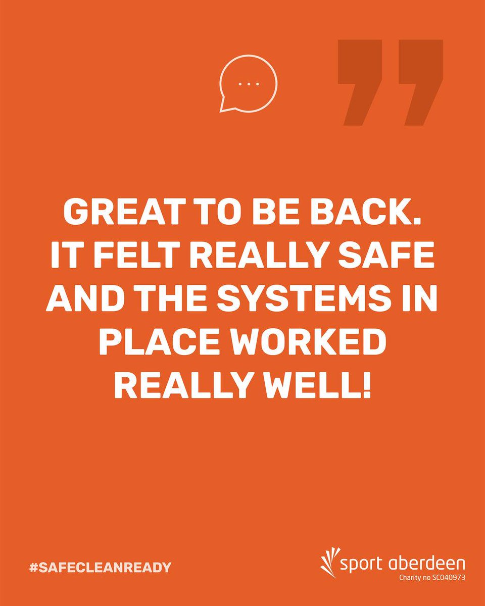 Sportaberdeen's tweet photo. We are loving having you back getting active with us again and it is so important that our members feel safe coming back into our gyms.

Some great feedback has been coming through, keep up to good work team 😊

https://t.co/EbFCcUedrj

#safecleanready #welcomeback https://t.co/StxEBdASqy
