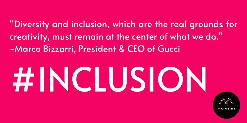 MatutineNetwork's tweet photo. "Diversity and inclusion, which are the real grounds for creativity, must remain at the center of what we do." -Marco Bizzarri
#Inclusion https://t.co/5sIOpDjvqx