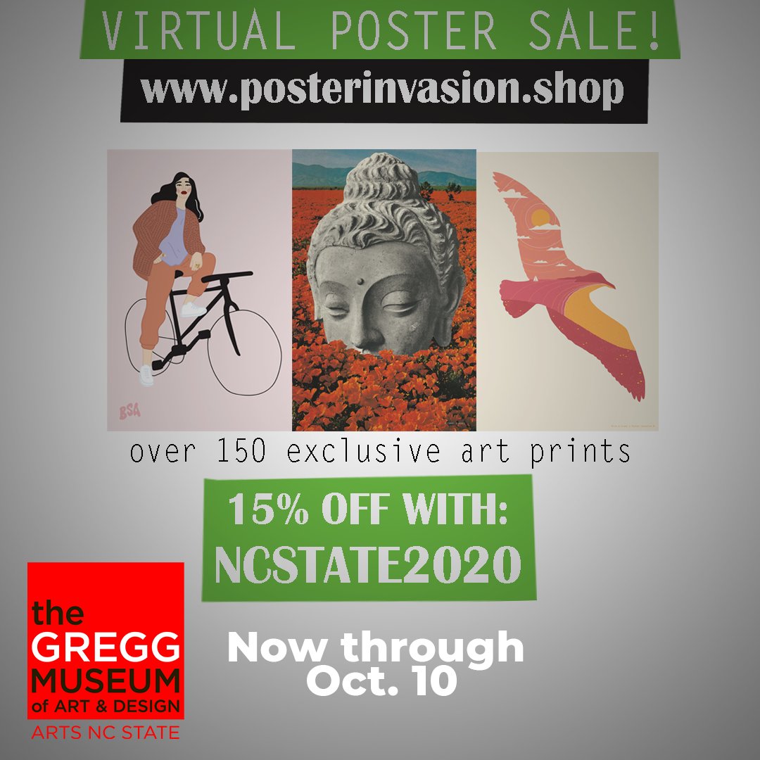 greggmuseum's tweet photo. Find the perfect art for YOUR space - from classic to modern, vintage to contemporary.
NCSTATE2020 for your discount.
https://t.co/GwgqHx3CCp
#greggmuseum, #artsncstate, #virtualpostersale2020, #posterinvasion https://t.co/SJmDQceaha