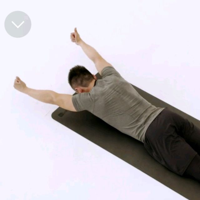 5. Prone T,Y:Lying on stomach.Bring arms out to the side, thumbs pointing up, and lift up, hold for 3 seconds.Repeat 10-15x for 3 sets.Do the same thing but with elevated near your ears, as in the 2nd pic.