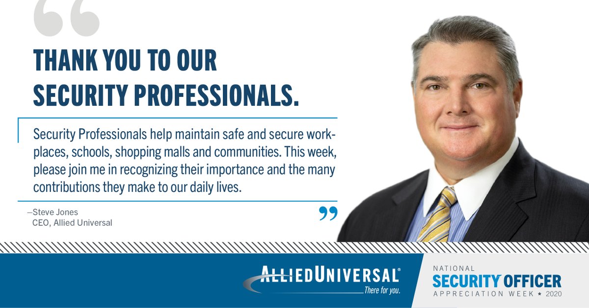 AlliedUniversal's tweet image. To all of our valued Security Professionals, we thank you. #SecurityOfficerAppreciationWeek