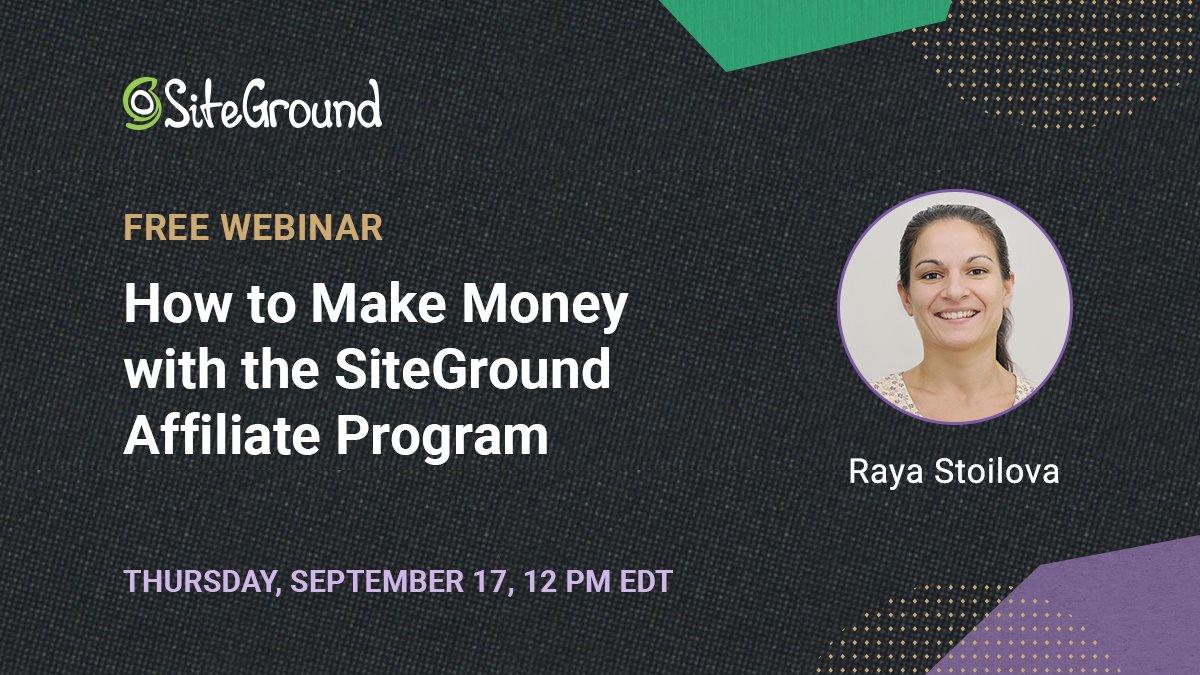 🎁#FREEWEBINAR
⏩Sign up https://t.co/tI3mPm4J2l
❓Post your question in the tab “Ask a question”
Do you want to get paid for recommending services you love? Sign up for our #webinar & learn how to make money with SiteGround’s #AffiliateProgram. #AffiliateMarketing #affiliates https://t.co/nzfROvB2QQ