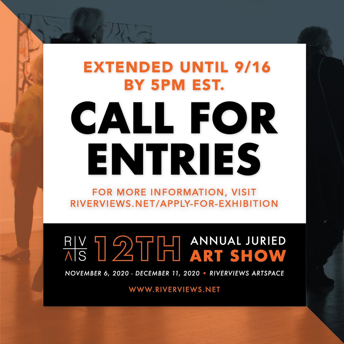 riverviewsart's tweet photo. **DEADLINE EXTENDED** If you haven’t submitted your entries for the 12th Annual Juried Art Show, there’s still a bit of extra time. Get yours in by Wednesday, 9/16 at 5pm EST. For more info, head to the link in our profile or visit https://t.co/kSfK5vDkSW https://t.co/bt17tLAhXf