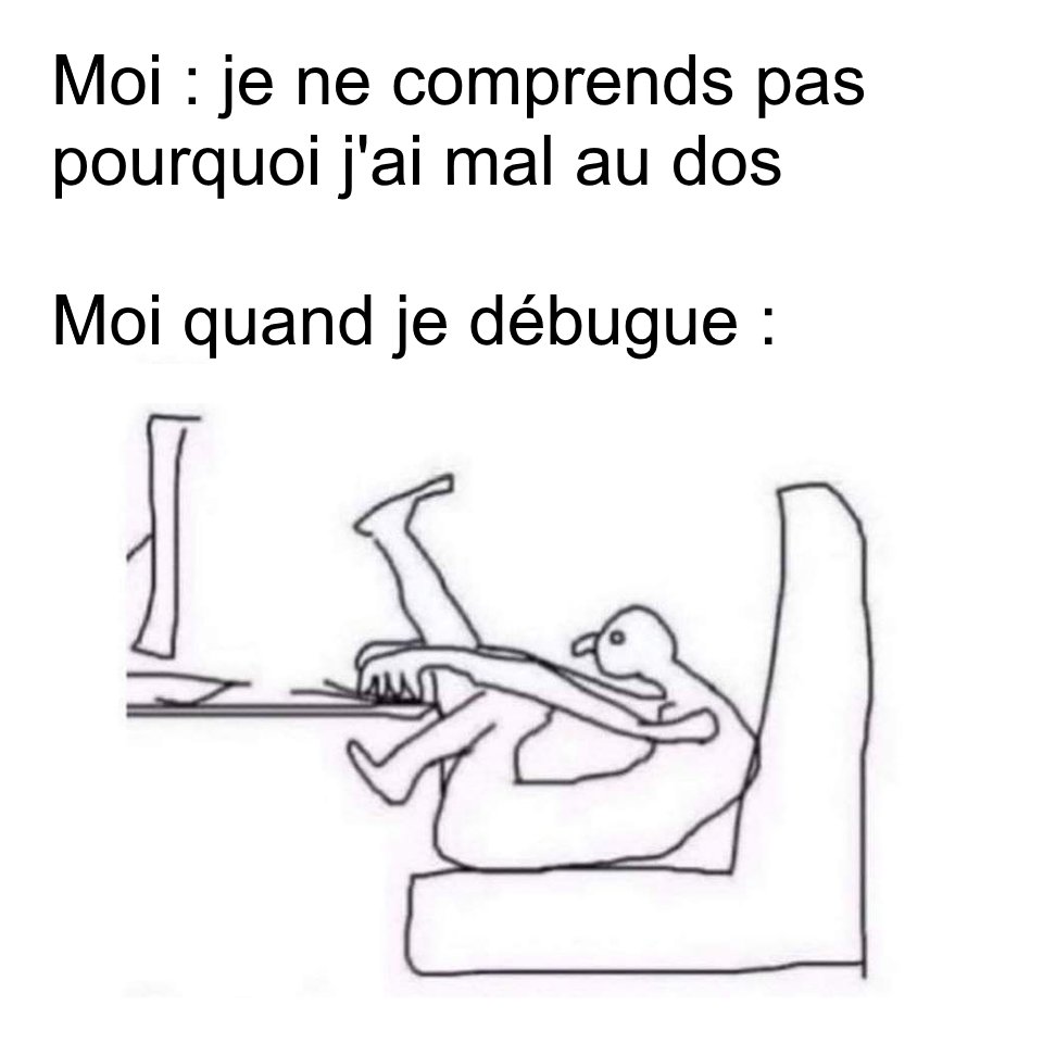 lesjoiesducode's tweet photo. Je comprends pas pourtant j'ai une bonne chaise 🤔 https://t.co/uFoXblBIZ7 #lesjoiesducode https://t.co/Y75RHvwl24
