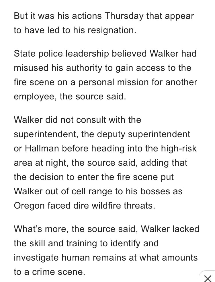But back to the rumors an anonymous friend of the cops is telling the journalist:So apparently Walker, the state Fire Marshal, “misused his authority” by “entering a fire scene” on a personal mission (to help save his friend’s missing family member from a deadly fire).22/
