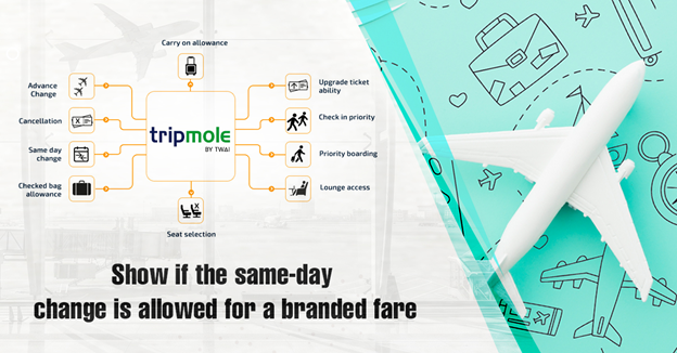 TwaiLLC's tweet image. Get our content to show if your customers can make same-day changes for branded fares they purchase.
visit: tripmole.com
#AirlineContent #BrandedFares #RichContent #Travel #Flight