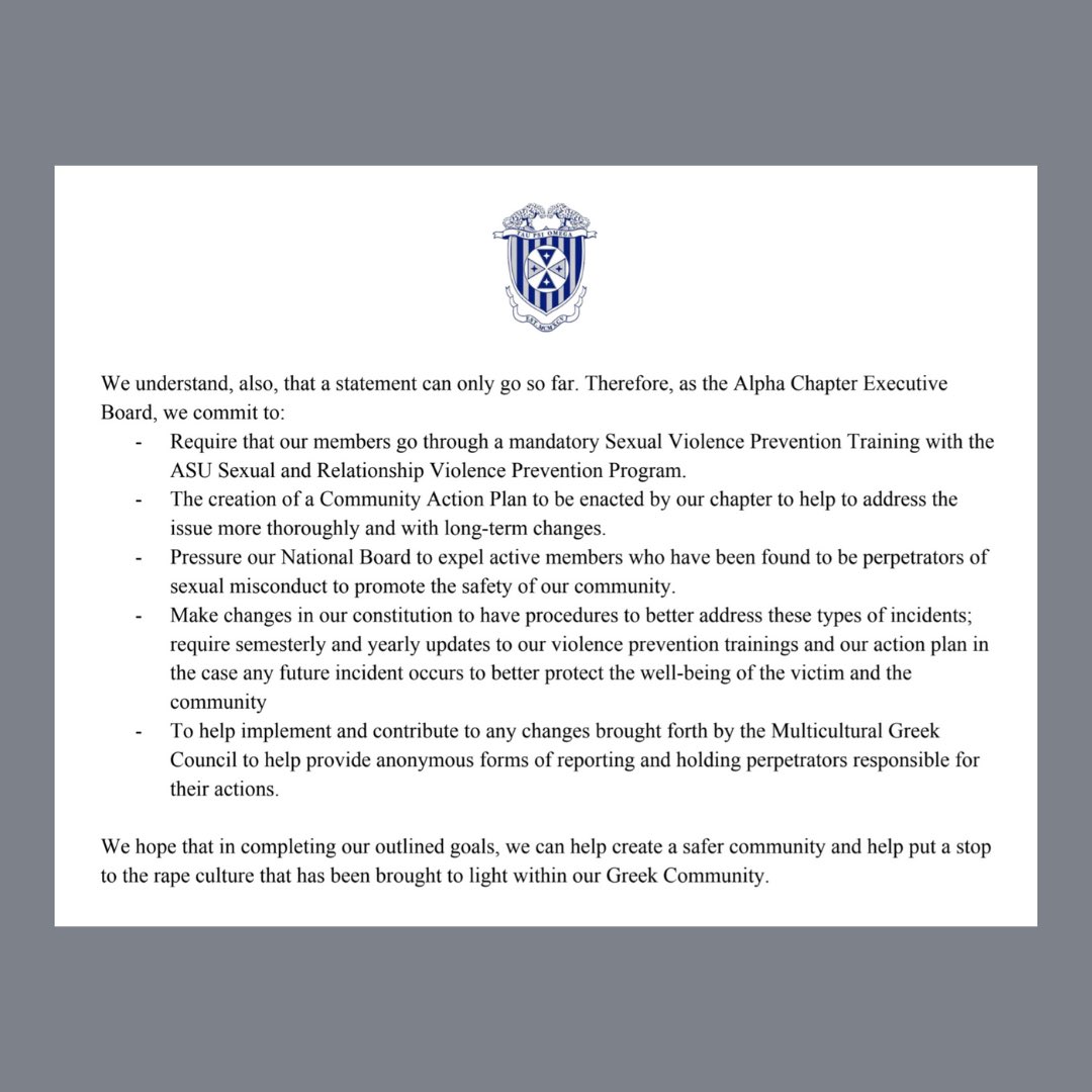 ASUTauPsi's tweet photo. Statement from Alpha Chapter Executive Board https://t.co/DeJ66VfW6s