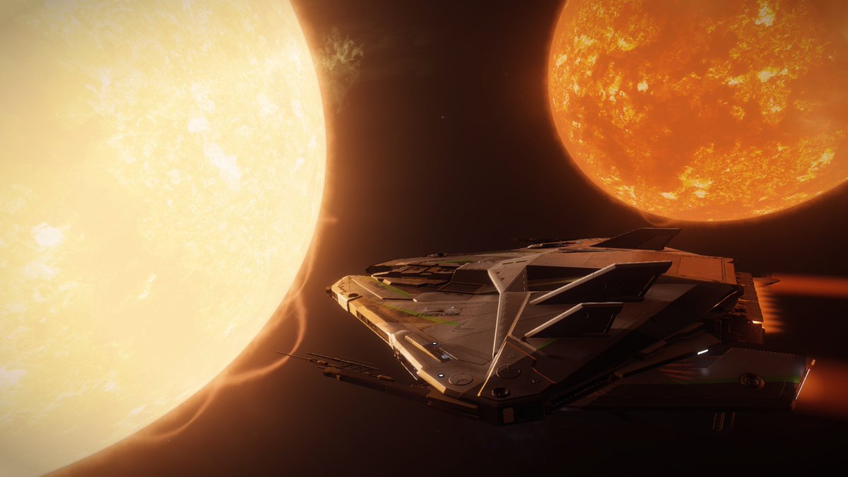 kgNatx's tweet photo. I was doing figure eights around these two stars long after my fuel scoop retracted. #EliteDangerous #PS4share https://t.co/9FkyNtrpB0