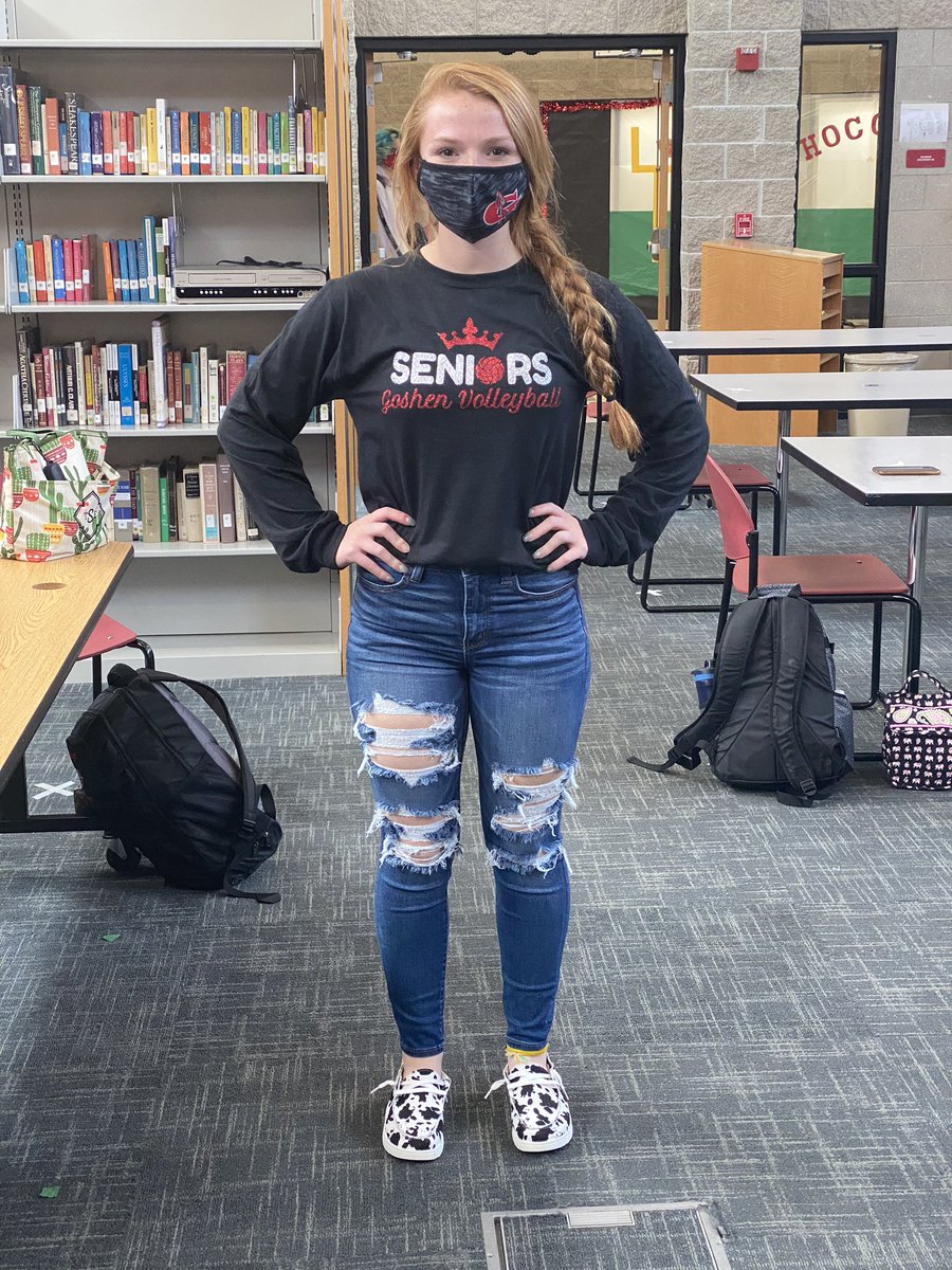 GoGHSVolleyball's tweet photo. @Taysmith2002 modeling our 2020 Senior shirts, made by @WageWarApparel 

Can’t wait to celebrate Amber and Taylor tonight! https://t.co/q158nS1HTE