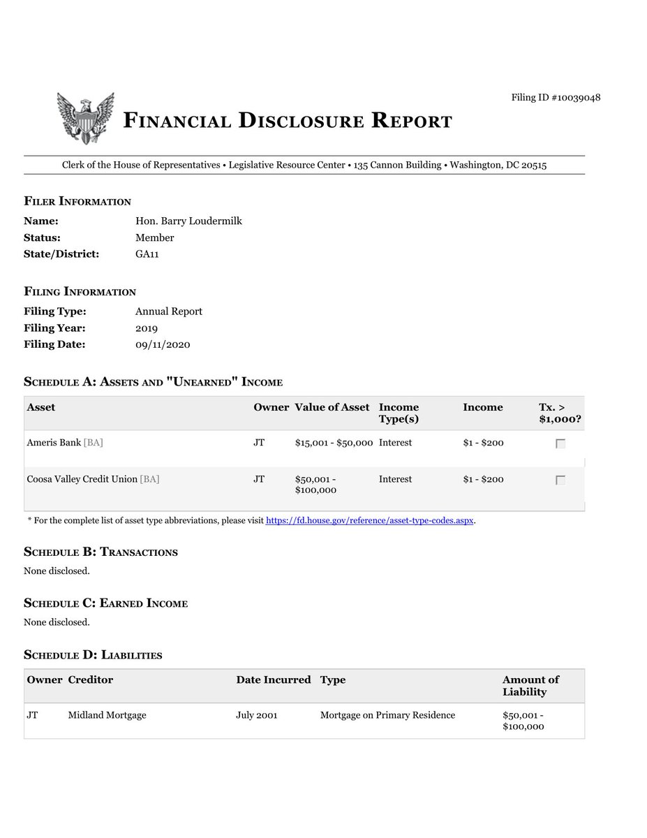 CATargetBot's tweet image. NEW HOUSE CAND FINANCIAL DISCLOSURE

Barry Loudermilk
#GA11
clerk.house.gov/public_disc/fi…