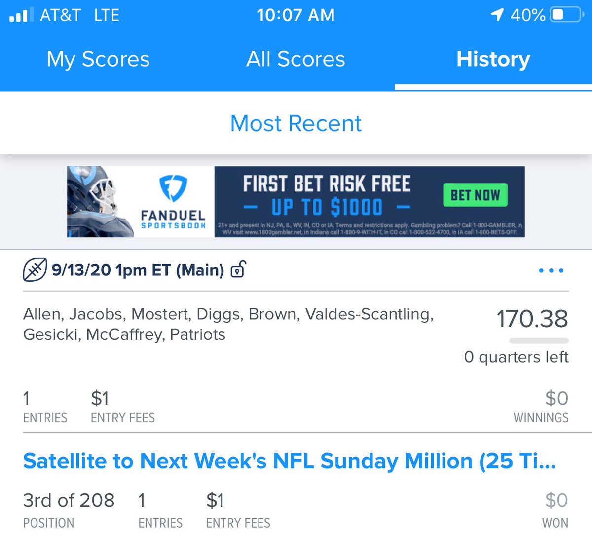 LOOG_Updates's tweet photo. @11ATucker places 3rd out of 208 with a terrific DFS lineup.
—
Special shoutout to @mvmt. Appreciate your contribution and continued support. Go check them out, guys and gals! #Ad https://t.co/ZrHMIg2hVN
