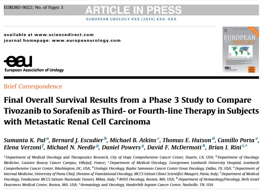montypal's tweet photo. #TIVO3 final OS in @EUplatinum. Sig benefit in PFS (HR 0.73) & similar OS (HR 0.97) in 3/4-line v #sorafenib. Hoping #tivozanib secures @US_FDA nod; I will use #cabozantinib 2L (or perhaps 1L after @DrChoueiri presents #CheckMate9ER) and then #tivozanib. https://t.co/ct7UFLm4cd https://t.co/WIu3vqUQgs