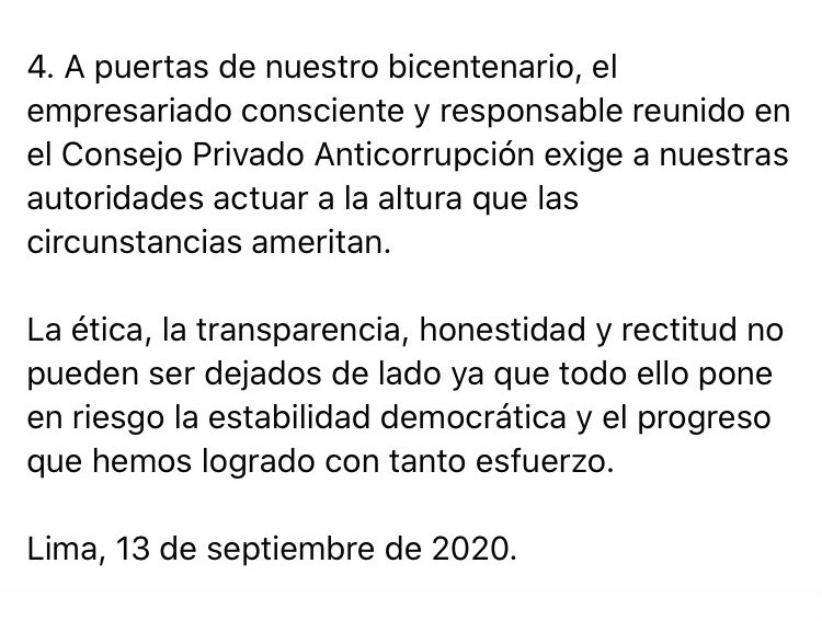 PrivadoConsejo's tweet photo. Ante la #crisis actual en el #Peru, el Consejo Privado Anticorrupción declara lo siguiente: https://t.co/2GIJ5aCY3Y
