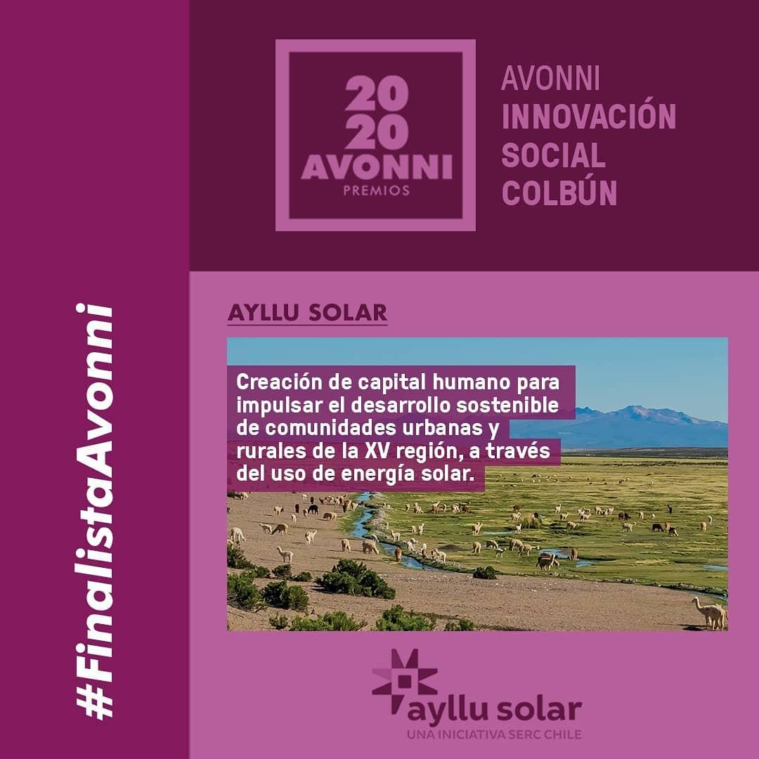 ColbunEnergia's tweet photo. Felicitamos a los finalistas de los @premio_avonni en la categoría Innovación Social Colbún.
#CompartamosNuestraMejorEnergía
#FinalistasAvonni
@SolarAyllu
#RADAR
#Semso https://t.co/f0ZvZz2c8c
