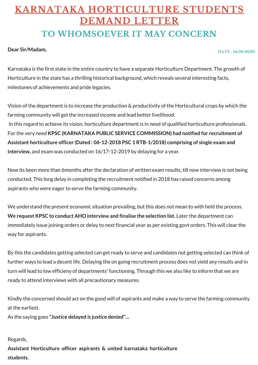 raghuhirehal's tweet photo. Our request to @CMofKarnataka @NarayanaGowda_ @JCMBJP @KarnatakaVarthe @Karnataka_DIPR @karnatakapsc
#conductAHOinterview
#justiceforhorticulture https://t.co/sbI3ldfTdC