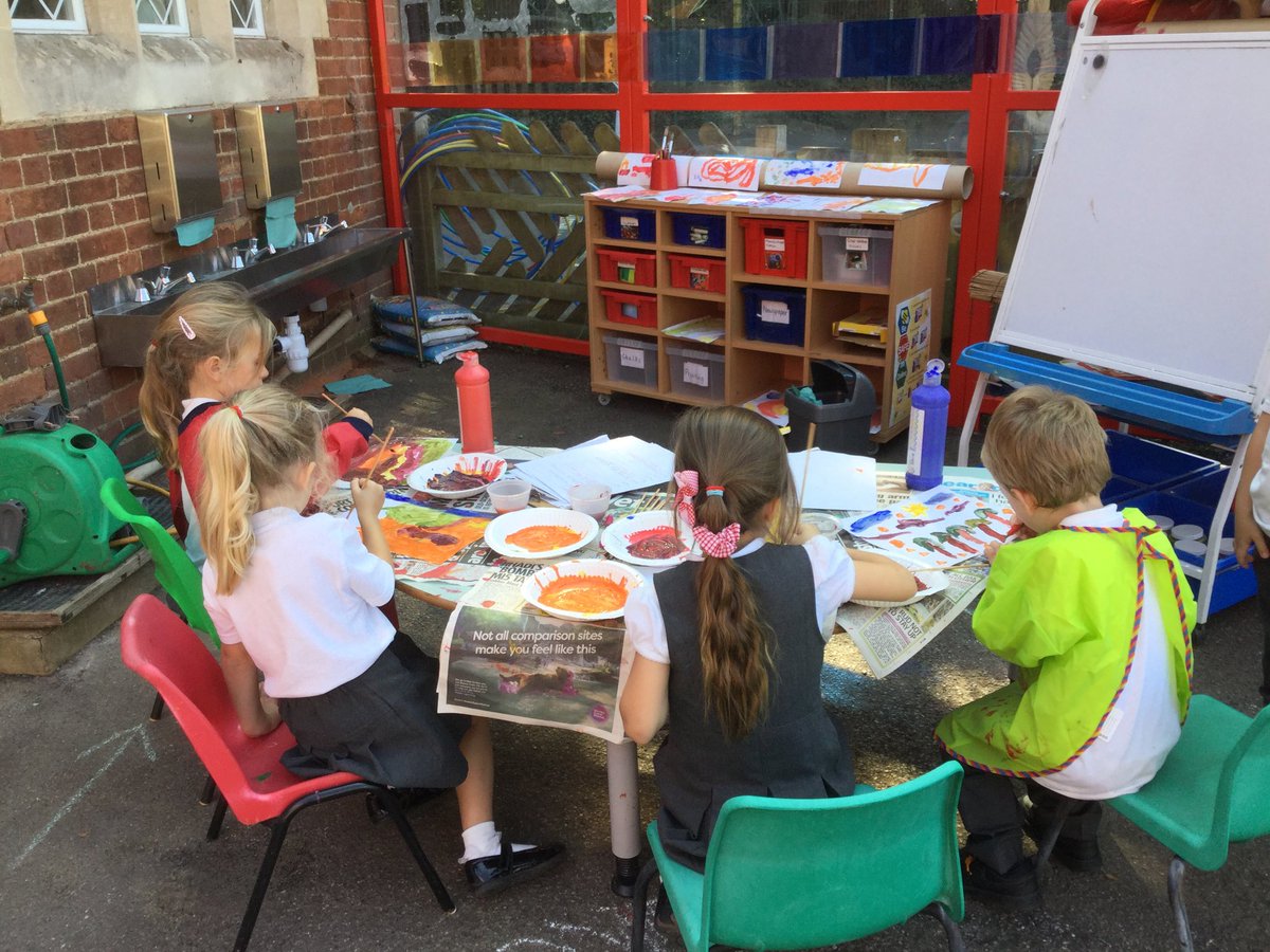 Our new Reception children enjoyed painting in the sunshine today.