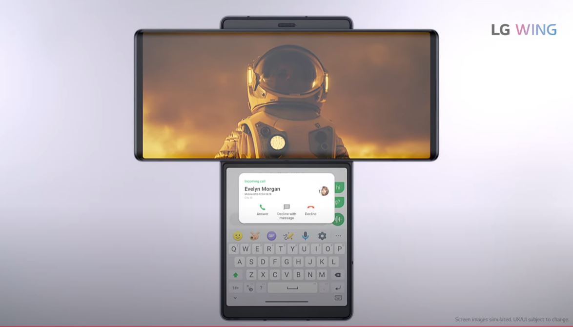 tkdsl8655's tweet photo. The @LGUSAMobile @LGUSAMobile #LGWing is Finally Announced
Running the @Qualcomm #765g #5g
#triple #camera setup on the back 64MP/13MP/12MP
#popup #camera on the Front 32MP
#gimbal Mode
What do you think?
Are you as excited I am?
#sabaho https://t.co/mzTqH5gaFR