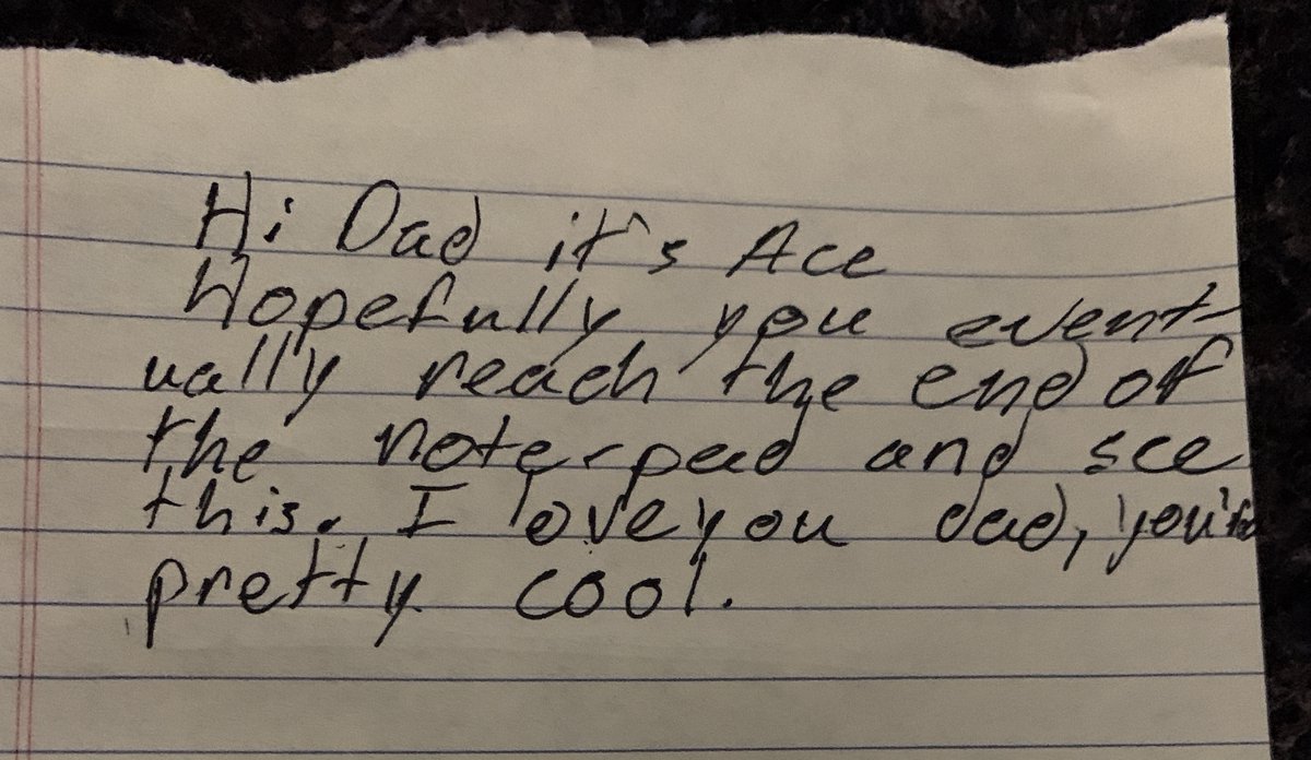 bochancey's tweet photo. I keep a pad of paper on my desk to write daily to-do lists...today I got to the end of the pad and found this from my son Ace. I texted him and he replied that he wrote it over a year ago. Sometimes encouragement is a long-term play...well done son. https://t.co/3WIo7KAbLB
