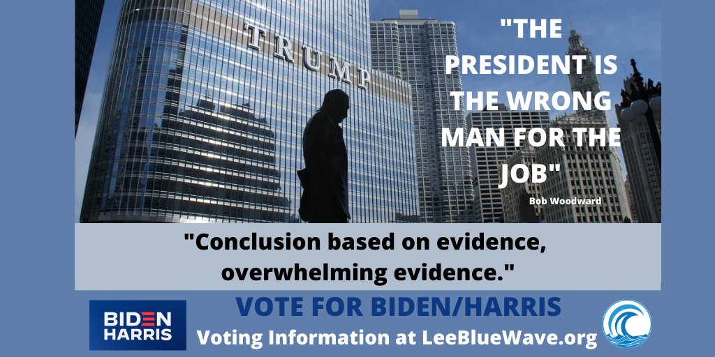 LeeBlueWave's tweet photo. Renowned, reporter, @realBobWoodward knows Trump is the wrong man for the job! #Woodward #LeeBlueWave #LeeDems #BidenHarris https://t.co/TgvAJn6x1W