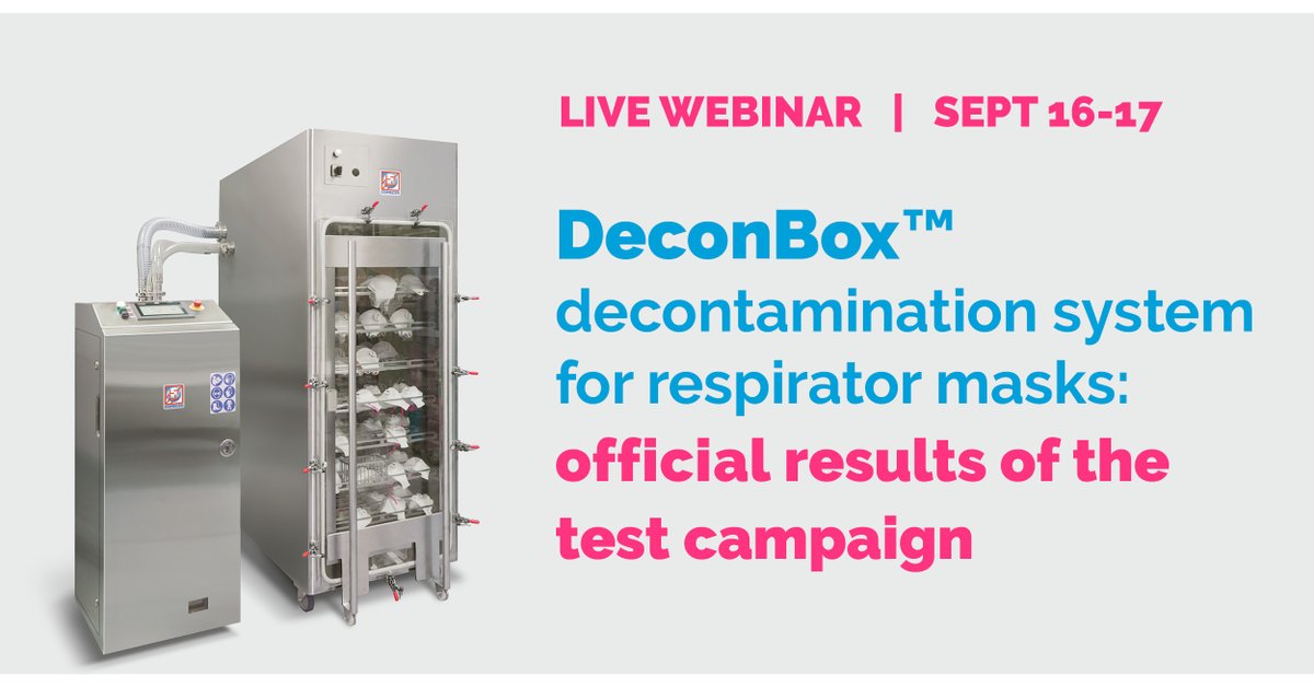 REGISTER NOW  to participate in this upcoming live webinar and
learn the results of our test campaign on DeconBox™.

Two 40-minute sessions are planned:
→ Sep 16, 2020 – 9.30 am – CET
→ Sep 17, 2020 – 5.00 pm – CET 
Register here:  ow.ly/uIhW50Bq2rh