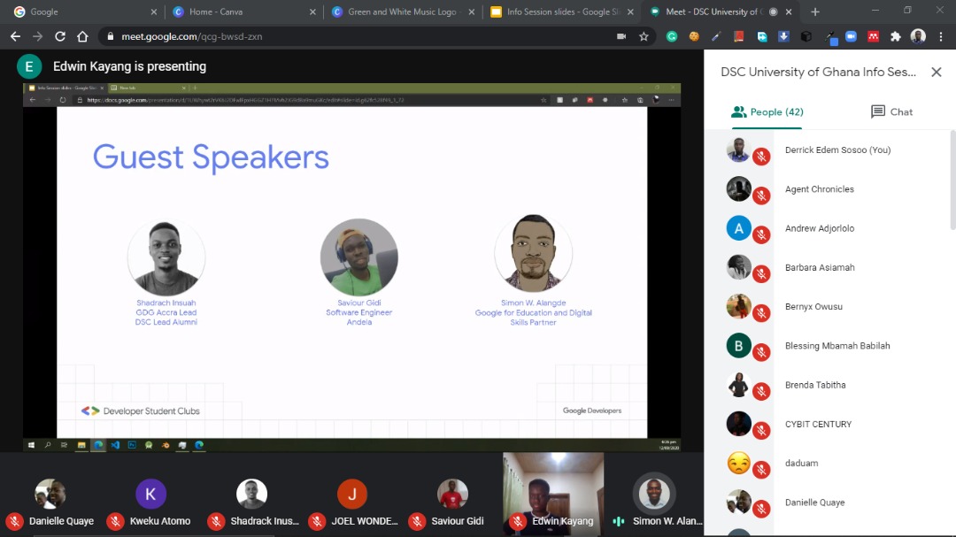 gdsc_ug's tweet photo. Yaaay we had our first session ( info session) over weekend and we excited 😁 about the turn out. We can't wait for our next session.
#DeveloperStudentClubs #DSCUG https://t.co/j5o7nwbTEp