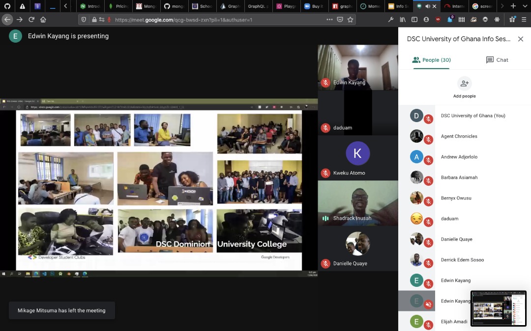 gdsc_ug's tweet photo. Yaaay we had our first session ( info session) over weekend and we excited 😁 about the turn out. We can't wait for our next session.
#DeveloperStudentClubs #DSCUG https://t.co/j5o7nwbTEp