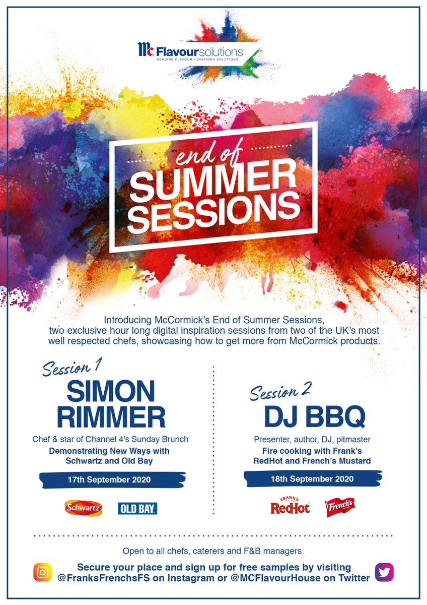 MCFlavourHouse's tweet photo. Calling all UK chefs &amp; operators! There's limited spaces left for our 'End Of Summer Sessions'! Sign up &amp; join us this 17th -18th Sep with hosts @simonrim &amp; @DJ_BBQ for McCormick inspired menu solutions. Better yet, there's free samples up for grabs https://t.co/k0Fd4iWrdq https://t.co/3KYLpllk7Y