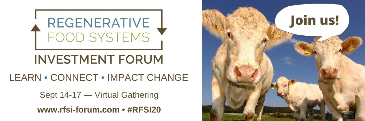 Excited for this week's @Invest_RegenAg Investment Forum, where @DavidLeZaks will speak at two sessions  👀

Investing in the Organic & Regenerative Pipeline to Healthcare,  9/16 @ 12pm ET

Identifying Opportunities in Processing & Infrastructure, 12:45pm ET

#RSFI2020