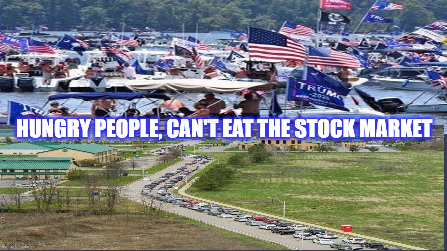 prayerfeathers's tweet photo. @realDonaldTrump PAY ATTENTION DONNY: You just don't understand that there are two America's. The middle class has sold their stock to purchase food and try to save their homes. This will be known as #TrumpsDepression https://t.co/OmXtk8jQoG