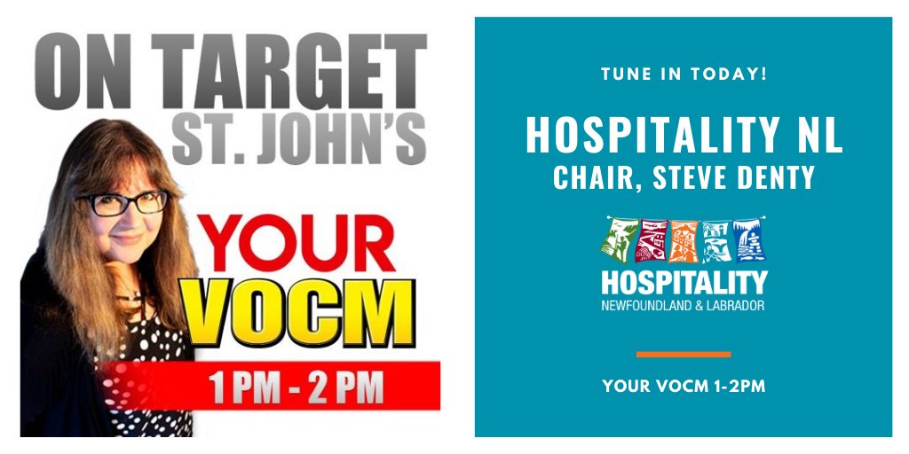 HospitalityNL's tweet photo. 🗣️Tune in to @590VOCM today as @HNLChair, Steve Denty chats with @LindaSwainVOCM from 1-2PM on the work @HospitalityNL is doing to advocate for the Tourism Industry - bringing to light the devastating effects that COVID-19 is continuing to have on the sector #TourismCounts https://t.co/7xL30FkrWz