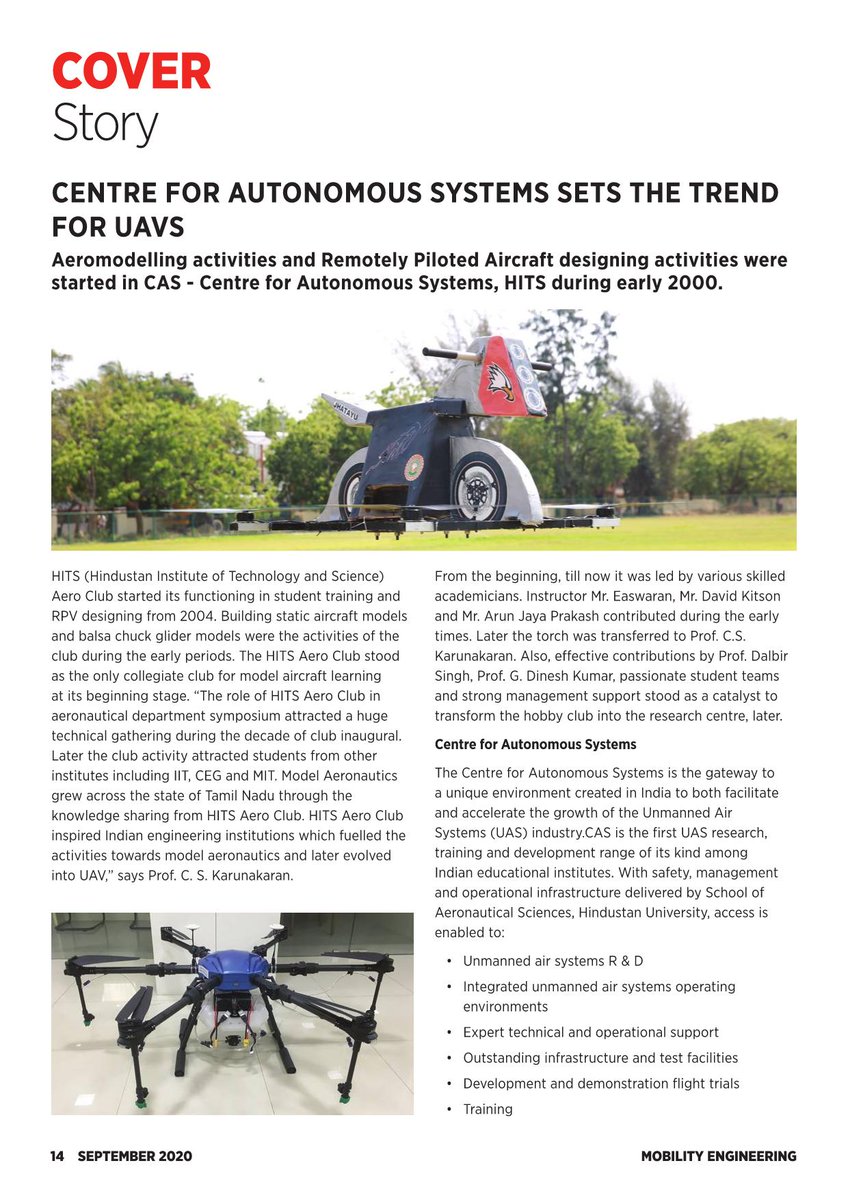 HindustanUni's tweet photo. Centre of Autonomous Systems (CAS), School of Aeronautical Sciences, HITS contributions are transforming Chennai as Drone Hub of India.
#CentreofAutonomousSystems #IndianDrones #Drishyam4.0 #SAE #AeroDesign #UAV #UAVdesign #Futureofwork #HITS #HITSgoesOnline #Hindustan4.0 https://t.co/4QOsekdVfB
