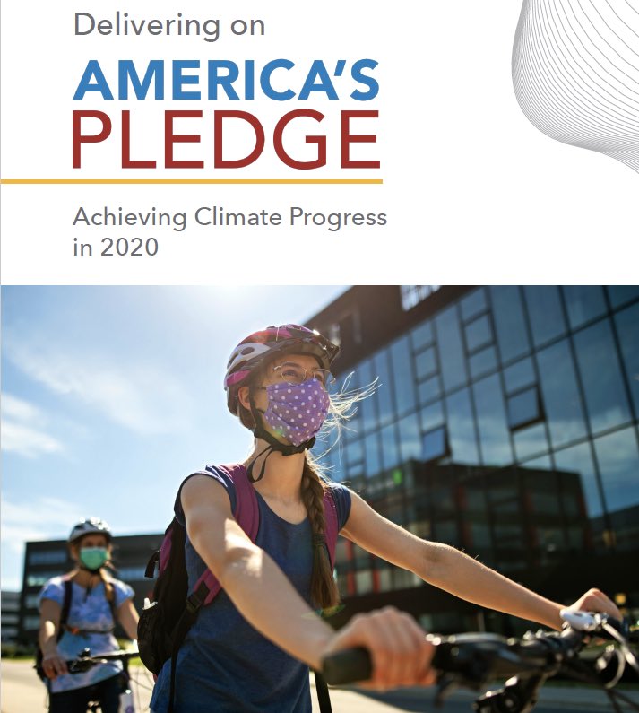 Today we are releasing 2 great new  #AmericasPledge reports, both on the surprising degree to which non-Federal action is driving action in the U.S: (1) A summary of past 4 years w/  @WeAreStillIn and (2) Analysis showing action continues despite COVID. Thread->
