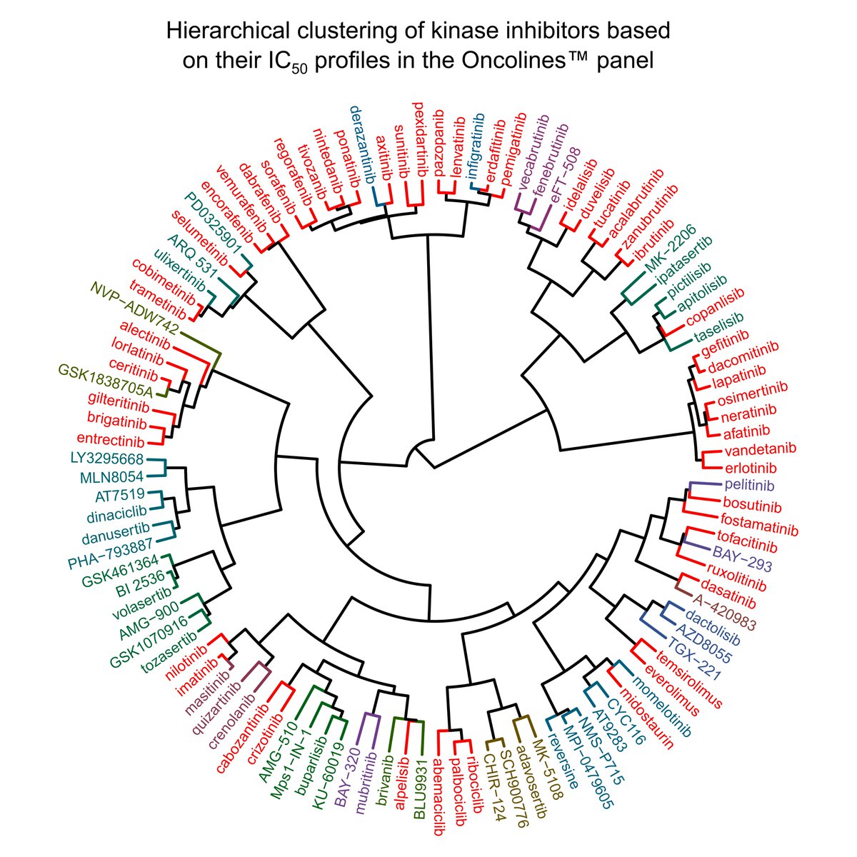 NTRC_Services's tweet photo. Clustering analysis of recently approved #kinase inhibitors (2018-20) presented at #BostonDOT20. @guido_zaman will relate the biochemical and the cellular selectivity of e.g. BRAF, FLT3 and FGFR inhibitors. All case studies are new and have not been presented or published before. https://t.co/M1GfhhelmZ