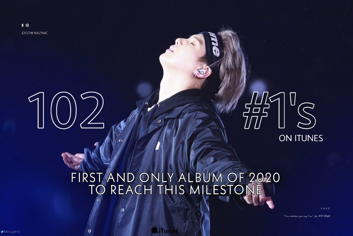 MINSUGAHQ's tweet photo. [#SugaHQ_Charts] ‘D-2’ by Agust D has now reached 102 #1’s on iTunes extending its record as the First and Only album of 2020 to reach this milestone. 
#SUGA #슈가 https://t.co/8EiA3APoFw