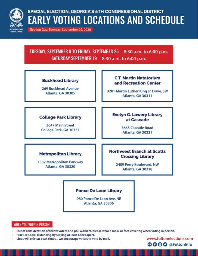 It’s a great day to get out &amp; early vote for me to finish Congressman Lewis term. We’ve got until Sept. 25 to cast your ballot early &amp; the special election is on Sept. 29.