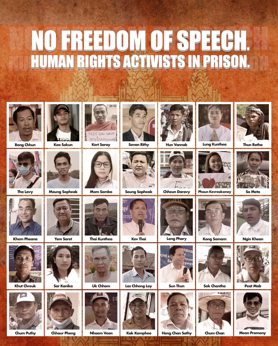 SengMengbunrong's tweet photo. No Freedom of Speech.
Human Rights Activists in Prison. #Cambodia https://t.co/T9aaBCjQar