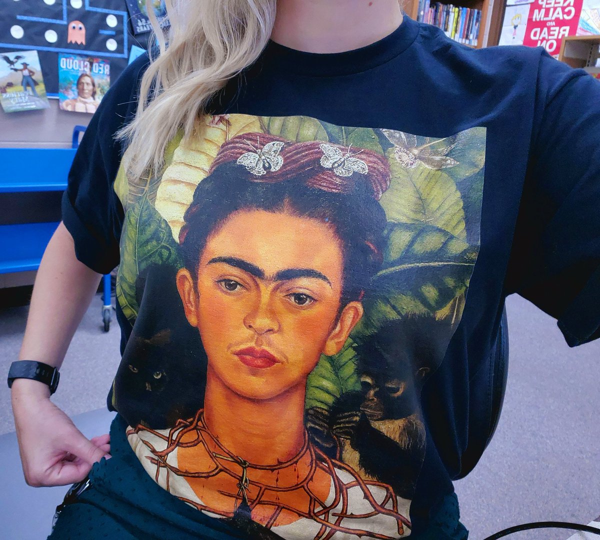MrsGLibrary's tweet photo. @PickettCards library STEAM Station is officially open, and kicking off the year with "A" for Art. 6th grade will talk about surrealism and learn about Kahlo, her influence, and importantance. #pickettproud #artsintegration #STEAMstation https://t.co/u8eFOIhXBO