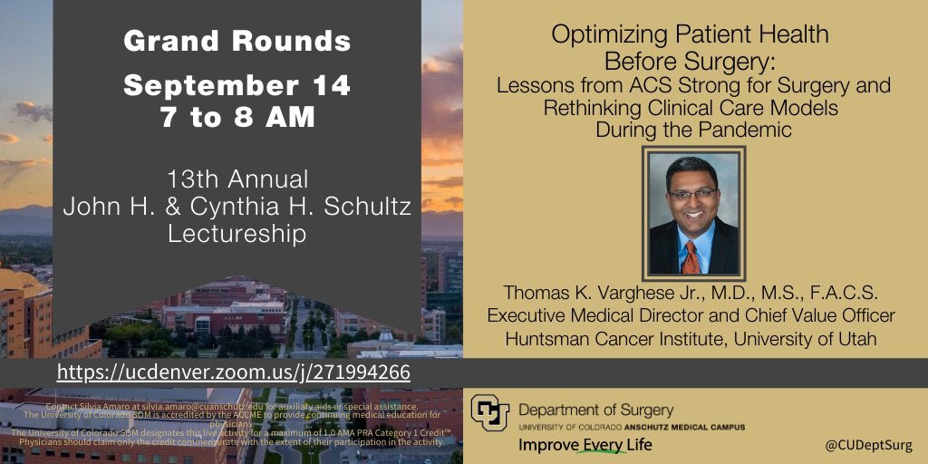 TomVargheseJr's tweet photo. Incredibly honored &amp; grateful to @CUDeptSurg to deliver the Schultz Visiting Lectureship today (via Zoom). Have been a huge fan of this department over the years.

Looking forward to the collaborations ahead.
@AmCollSurgeons #StrongForSurgery https://t.co/0i3a2rgKlF
