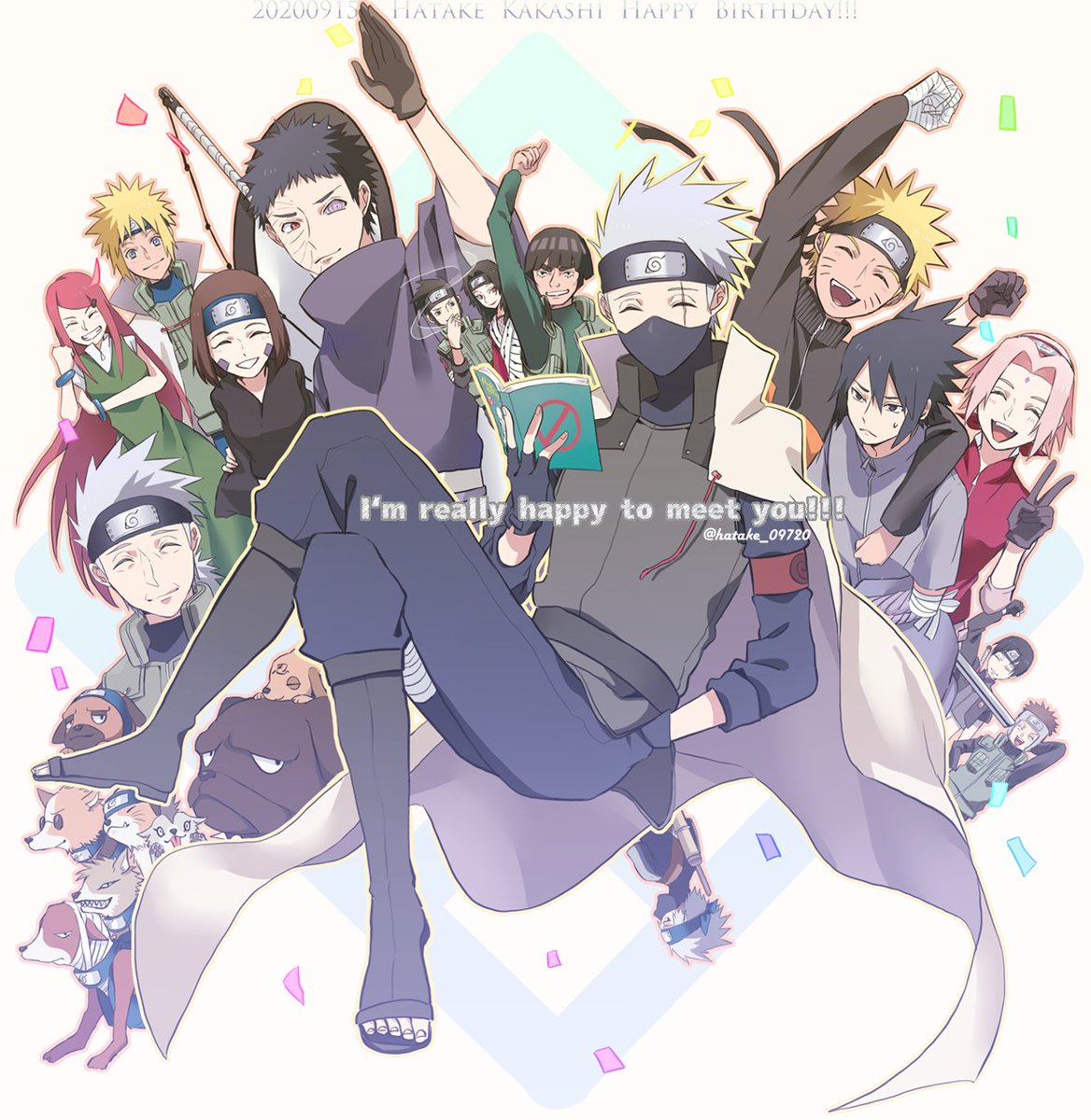 haruno sakura ,uchiha sasuke ,uzumaki naruto blonde hair multiple girls multiple boys 6+boys black hair dog pink hair  illustration images