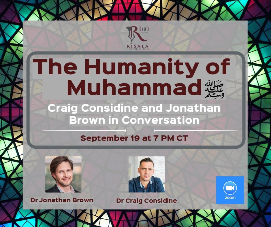 I am looking forward to this event with Dr. Jonathan Brown of Georgetown University.

Dr. Brown’s work on the life &amp; legacy of Prophet Muhammad has been invaluable to many scholars over the years.

The event details can be found on the <a href="/Risala/">Risala Foundation</a> FB page: facebook.com/events/7405818…