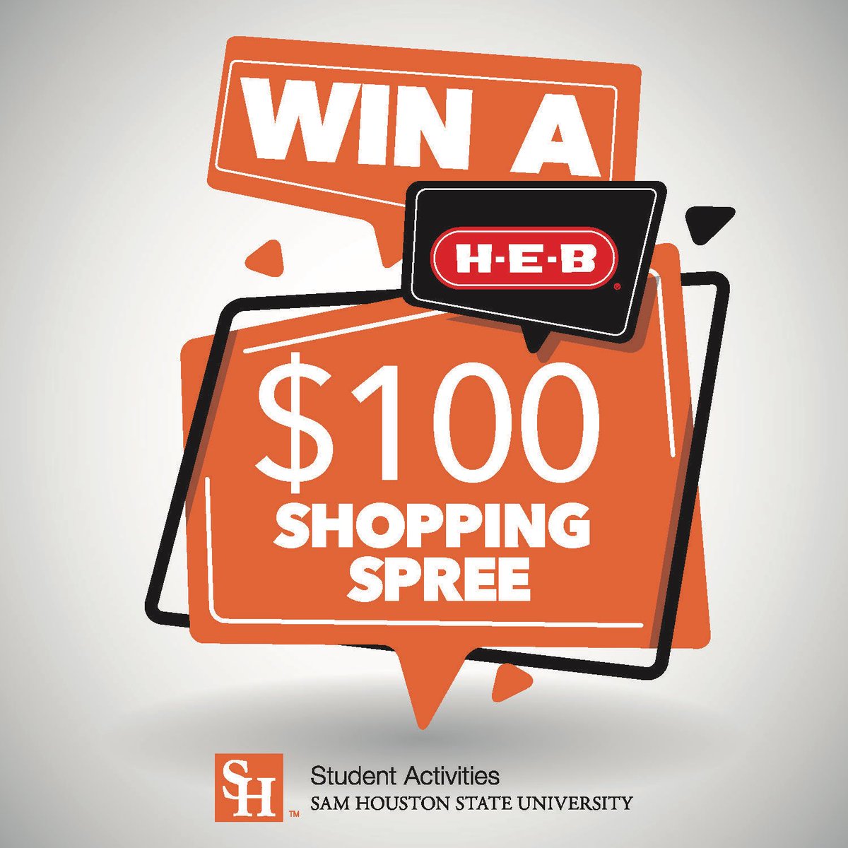 shsucailife's tweet photo. It’s GIVEAWAY time! 🧡🎉 Follow the rules below to enter to WIN a $100 H-E-B Shopping Spree🤩

✩FOLLOW @shsustuact 
✩RETWEET this post
✩TAG 3 Bearkats (or Bearkat friends)

See our Facebook &amp; Instagram for more chances to win!

GOOD LUCK🎉

#SHSU #SamFam #MaskEmUpKats https://t.co/Du9zQASl7N