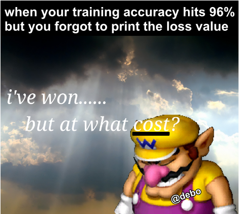 DeepLearningAI's tweet photo. :(

#artificialintelligence #machinelearning #deeplearning #ai #ml #dl #aimemes #mlmemes
Original: Machine Learning Memes for Convolutional Teens https://t.co/J8qHEPUynQ