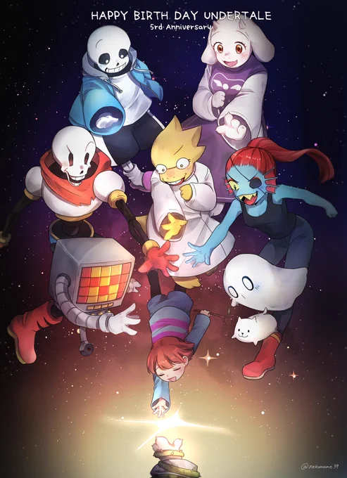 「誰も死ななくていいやさしいRPG」

#happybirthdayundertale 
#Undertale五周年記念イラスト 