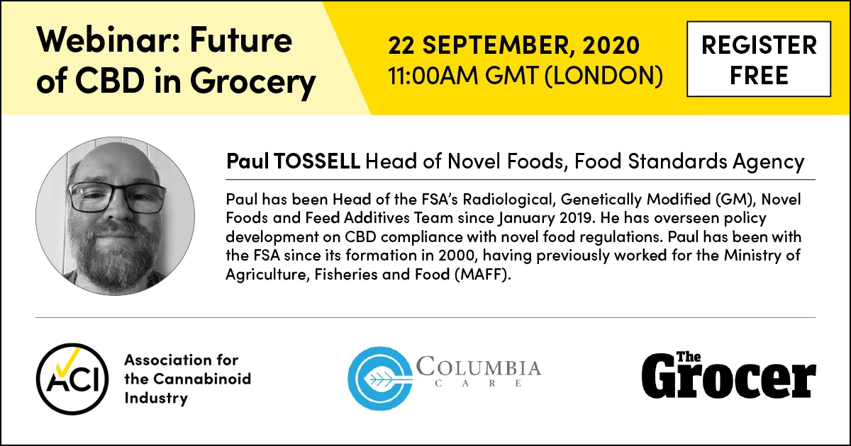 ACIndustry's tweet photo. Head of Novel Foods at @foodgov Food Standards Agency, Paul Tossell will be speaking in the upcoming webinar being hosted by @TheGrocer, The ACI & @ColumbiaCare.
Register for free here: https://t.co/eBk9tiXoSN
#cbd #ukcbd #cbduk #futurecbd #cannabis https://t.co/1SDUkB21f7