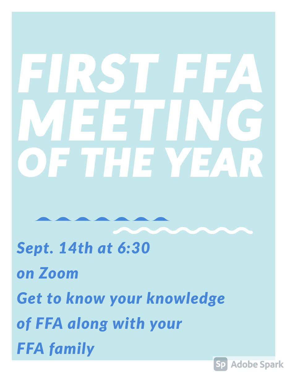 glenn_ffa's tweet photo. First meeting of the 2020-2021 school year TONIGHT at 6:30 over zoom, zoom links are posted in all advisors google classroom https://t.co/bQdaaFtWiC