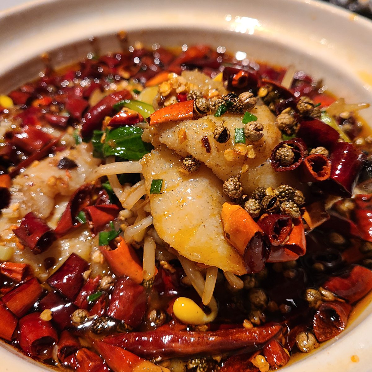 Aj 現役のシェフ 中華料理の異端児 新橋 故郷味 山椒と唐辛子がバッチバチに効いてる 水煮魚 シビ辛旨し 町中華で飲ろうぜ 新橋 故郷味 水煮魚 山椒マニア 激辛好き