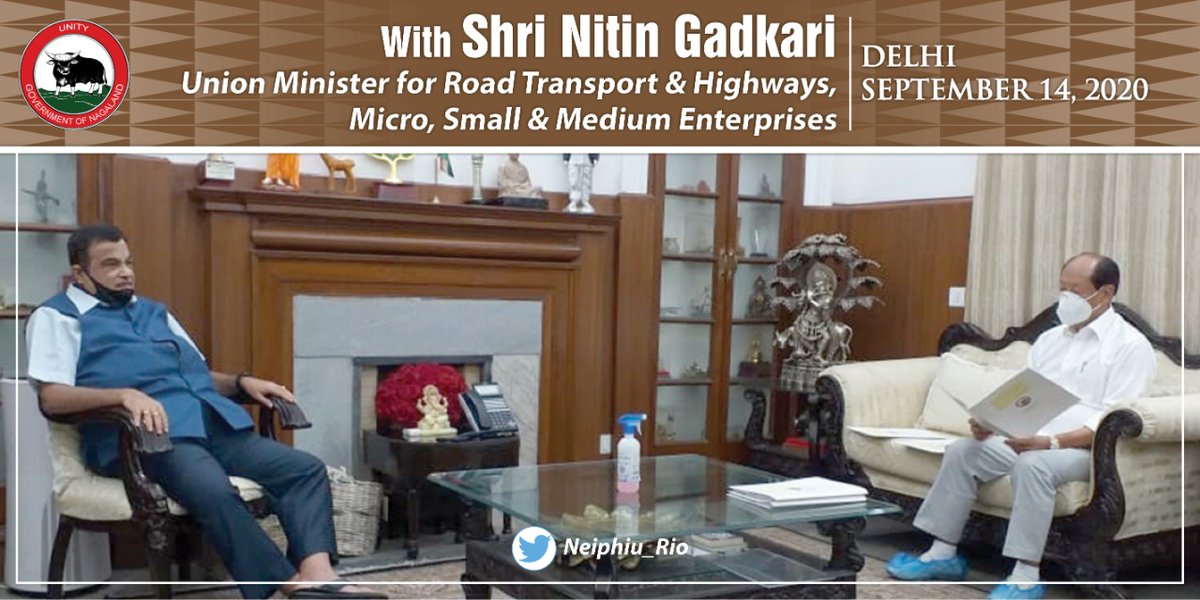 Called on Shri <a href="/nitin_gadkari/">Nitin Gadkari</a>, Union Minister of <a href="/MORTHIndia/">MORTHINDIA</a> and <a href="/minmsme/">Ministry of MSME</a> to discuss about Trans Nagaland Highway (Foothill Road) and other road projects. We also discussed creation of skill development centres under MSME schemes.